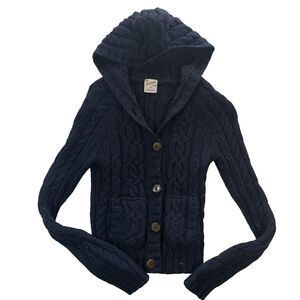 VTG 90s Abercrombie Wool Sweater Navy Blue Small Baby Tee Fit Singapore